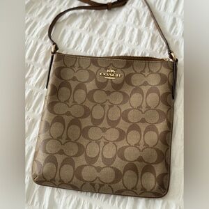 Coach Brown Signature Canvas Crossbody with Gold Logo